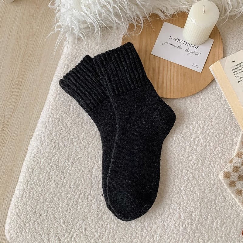 Ins Knitted Socks Winter Warm Thickened Solid Loop Socks High Ribbed Sweat-absorbent Floor Sock Pi-Mart