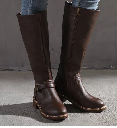 Men's Casual Fashion Mid-Tube Flat-Bottomed Wedge Boots Pi-Mart