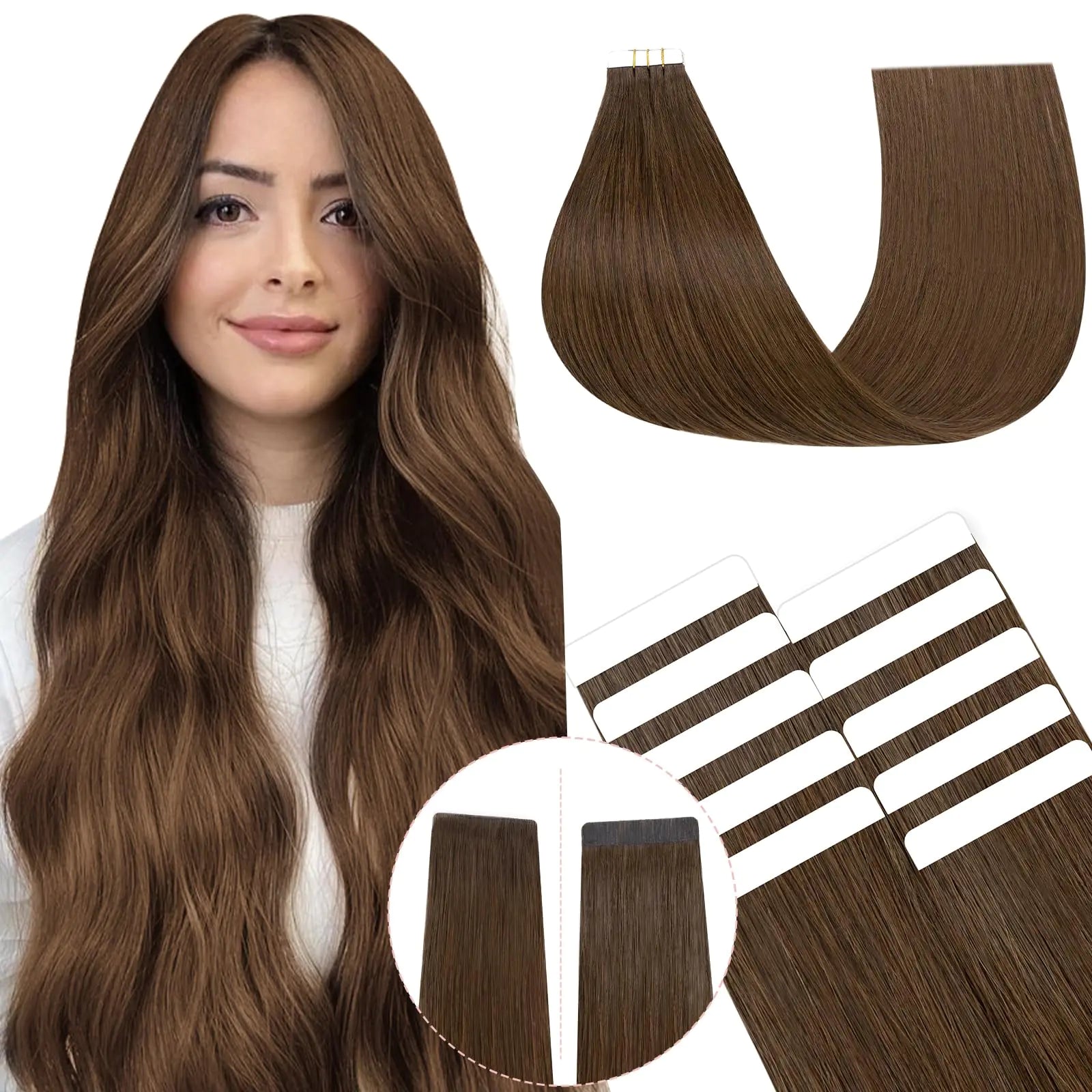 SEGO Pro 10pcs Injection Tape in Hair Extensions Human Hair Straight Injected Tape in Hair Extensions Seamless Tape in Hair Extensions Insert Hair Pi-Mart