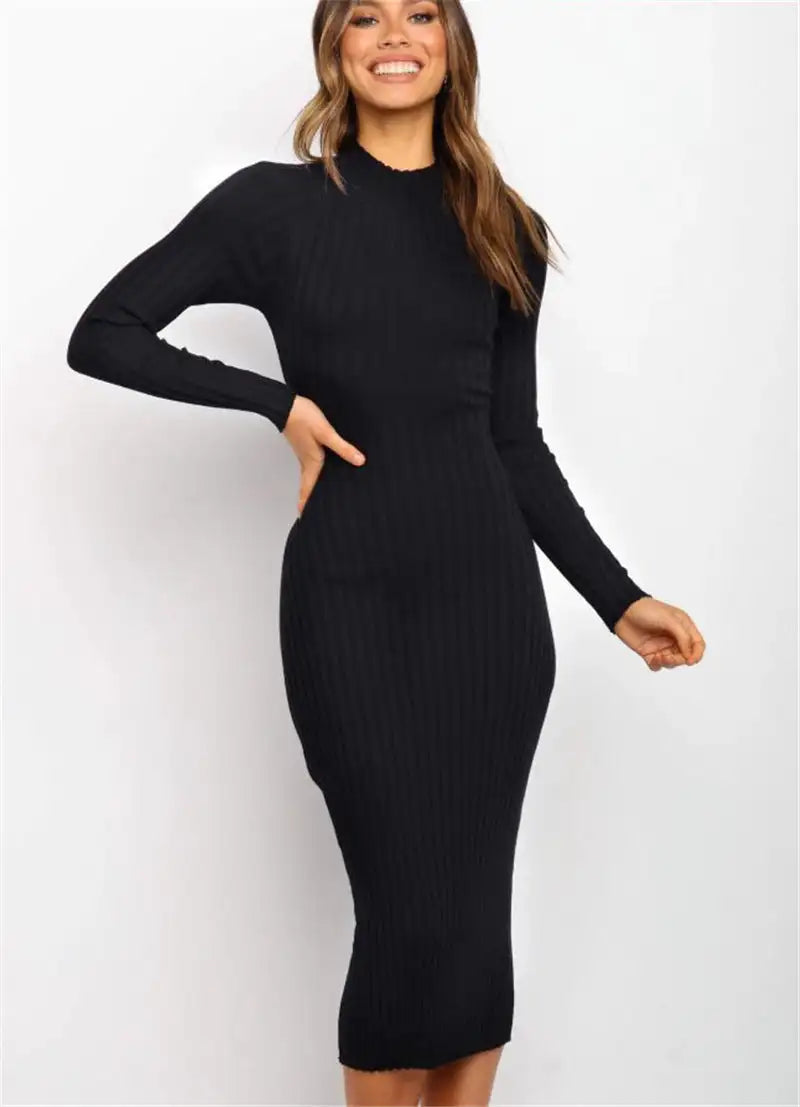 New Style Women's Suits Sweater Dresses Women's Solid Color Backless Bow Tight Dresses - SJB-DIAMOND ELITES