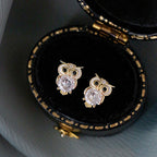 Cute With Diamonds Zircon Owl Stud Earrings For Women Pi-Mart
