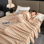 Double-sided Rabbit Plush Blanket Home Nap Office Blanket Pi-Mart
