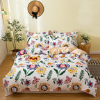Cover Set Bed Cotton Quilt Bedsheet Bedding Duvet Fitted Pi-Mart