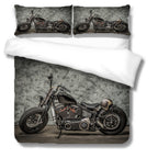 Dark Retro Motorcycle Quilt Cover Three-piece Set Pi-Mart