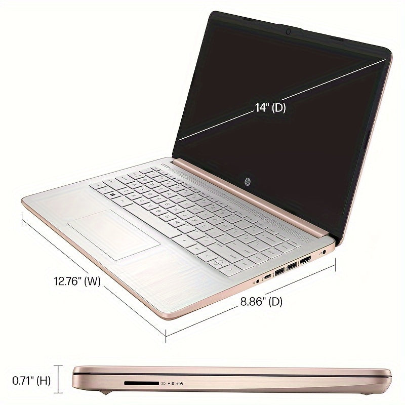 HP 14" Ultral Light Laptop Computer, 4GB RAM, 256GB Storage128GB EMMC+ 128GB SD Card, Intel Quad-Core N4120, Anti-Glare HD Display, Webcam, Windows 11 Home In S Mode With Cefesfy Gaming Mouse