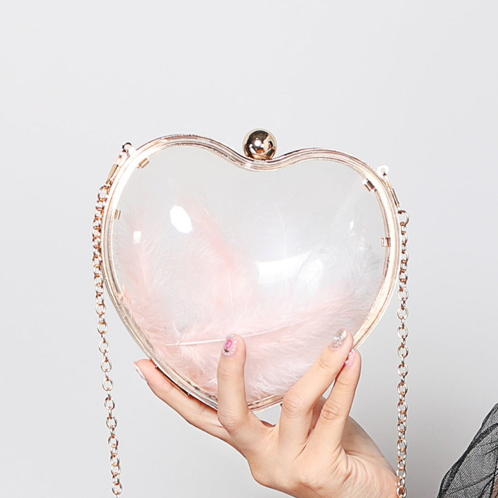Transparent small bag heart shaped, women's summer acrylic chain shoulder bag, mini transparent crossbody bag - SJB-DIAMOND ELITES