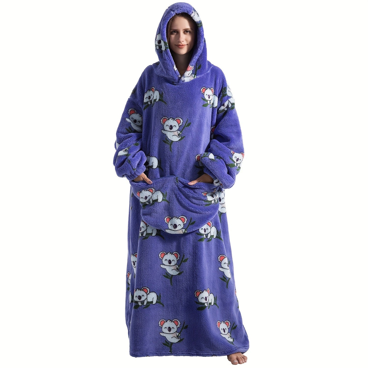 1pc Extra Long Wearable Blanket Hoodie With Sleeves - Ultra Soft, Super Warm, and Cozy Fleece Oversized Hoodie Blanket with Giant Pocket for Snuggling Up - Perfect Gift for Women, Men, and Mom Lootquake LLC