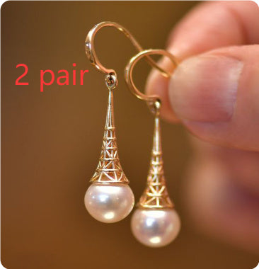Hesheng New Normcore Simple Hollow Pearl Earrings Pi-Mart