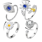 Turnable Rings Eyes Flowers Anxiety Rings For Women Fidget Spinner Ring Jewelry Pi-Mart