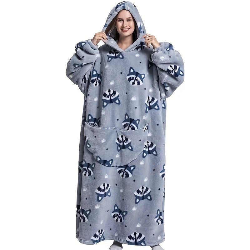1pc Oversized Cartoon Hooded Blanket Sweatshirt, Ultra Cozy Wearable Fleece Throw for Adults, Extra Warm and Soft Pullover for Lounging, Gift Idea Lootquake LLC