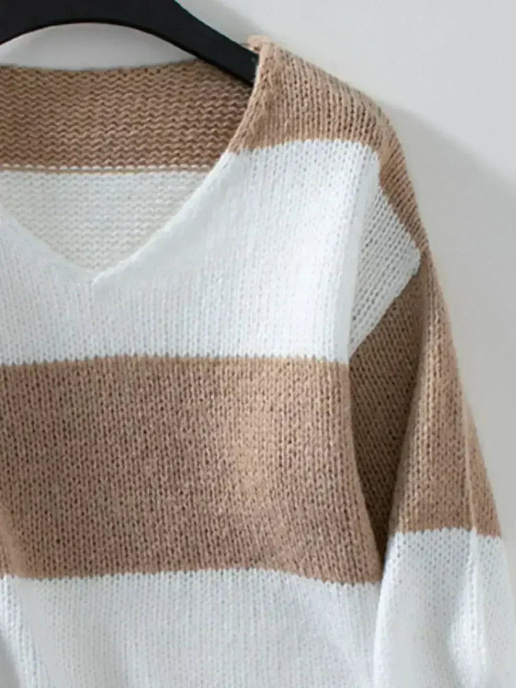 Color Block V-Neck Long Sleeve Sweater - SJB-DIAMOND ELITES