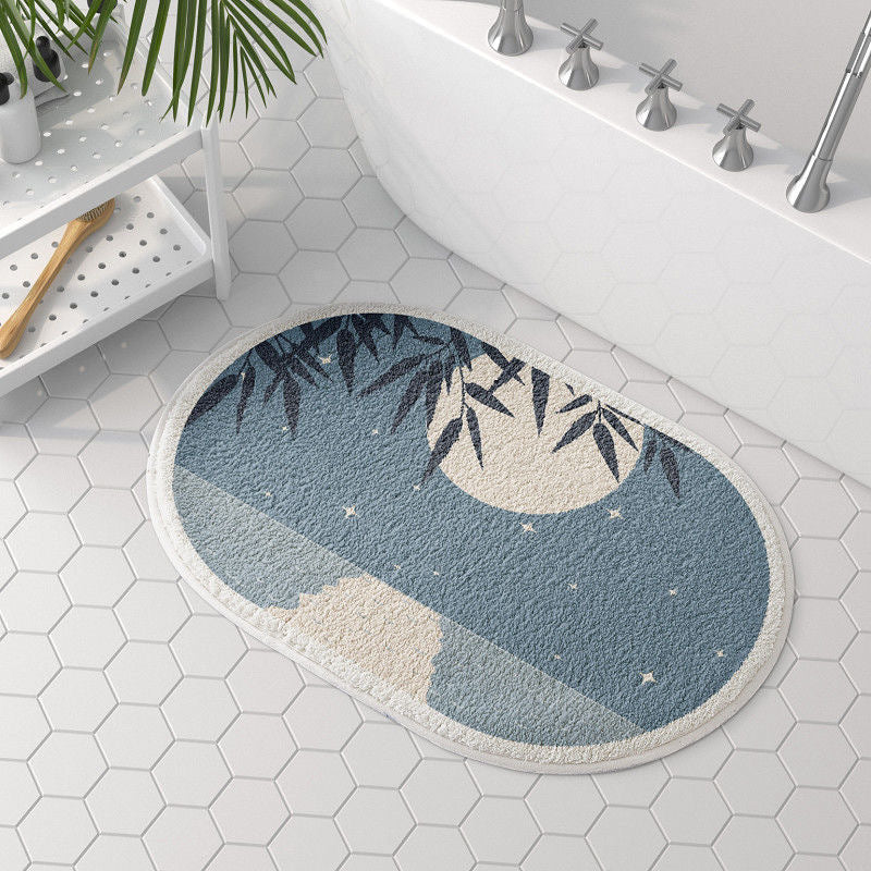 Household Simple Oval Cashmere Bathroom Mat Pi-Mart