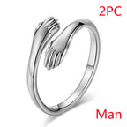 Alloy Simple Hands Hug Ring Opening Adjustable Jewelry Pi-Mart
