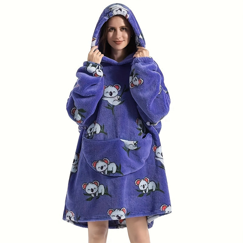 1pc Home Wearable Lazy Blanket Hooded Cold Wear Outdoor Cold Clothes Lazy Sweatshirt Soothing Fleece Thick Robe