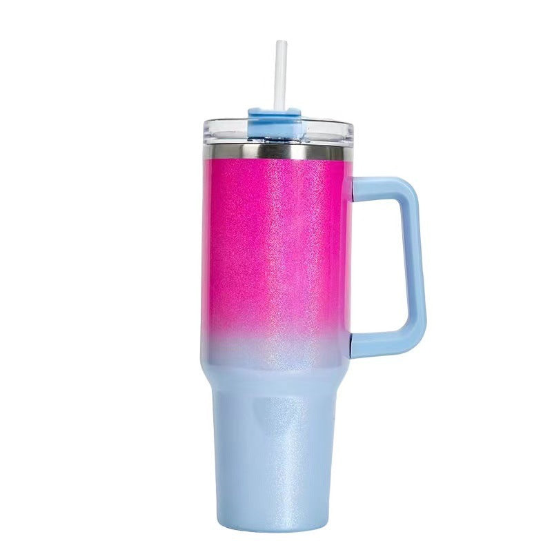 40oz Straw Coffee Insulation Cup With Handle Portable Car Stainless Steel Water Bottle LargeCapacity Travel BPA Free Thermal Mug Pi-Mart