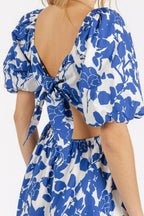 New Summer Cutout Back Floral Sweetheart Neck Puff Sleeve Dress – Unique, Romantic and Trendy Floral Dress with Puff Sleeves and Cutout Back Stevvex