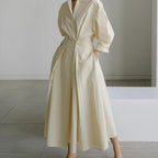Long-sleeve Blouse Elastic Waist Swing Dress Pi-Mart