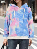 Printed Drawstring Long Sleeve Hoodie Pi-Mart