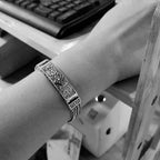 S925 Sterling Silver Men's Vintage Bracelet Six Words Mantra Pi-Mart