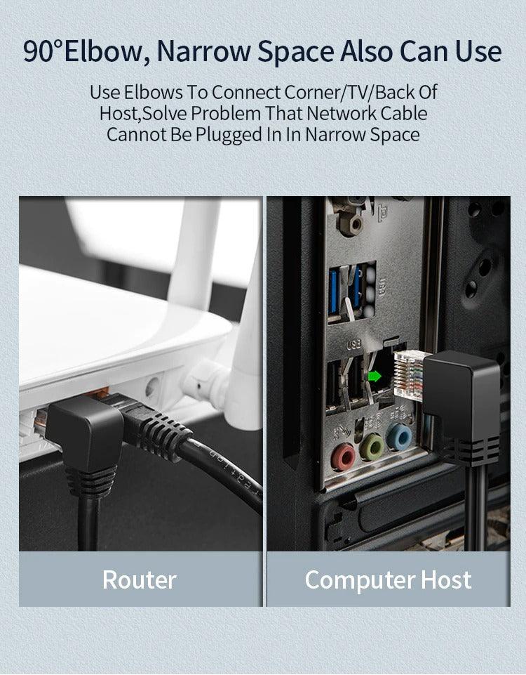 CAT6 Ethernet Cable LAN Cable Network Cable Gold Plated Laptop Router Cat6 Right Angle Ethernet Cable RJ45 Network Patch Cord Cable For Laptop Game Console Stevvex