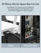 CAT6 Ethernet Cable LAN Cable Network Cable Gold Plated Laptop Router Cat6 Right Angle Ethernet Cable RJ45 Network Patch Cord Cable For Laptop Game Console Stevvex