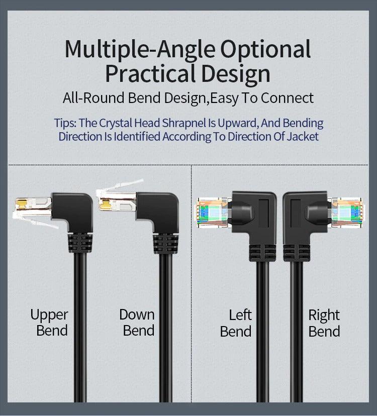 CAT6 Ethernet Cable LAN Cable Network Cable Gold Plated Laptop Router Cat6 Right Angle Ethernet Cable RJ45 Network Patch Cord Cable For Laptop Game Console Stevvex