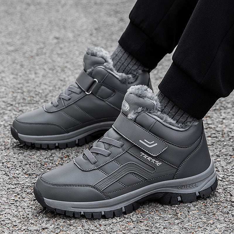 Winter Boots Women Men Warm Plush Velcro Snow Boots Climbing Hiking Shoes Pi-Mart