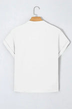 White Notched Neck Batwing Sleeve Blouse | Femstylo