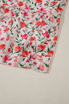Pink Plus Size Floral Square Neck Puff Sleeve Ruffle Maxi Dress