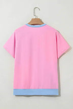Mint Green Colorblock Half Buttons Henley T Shirt