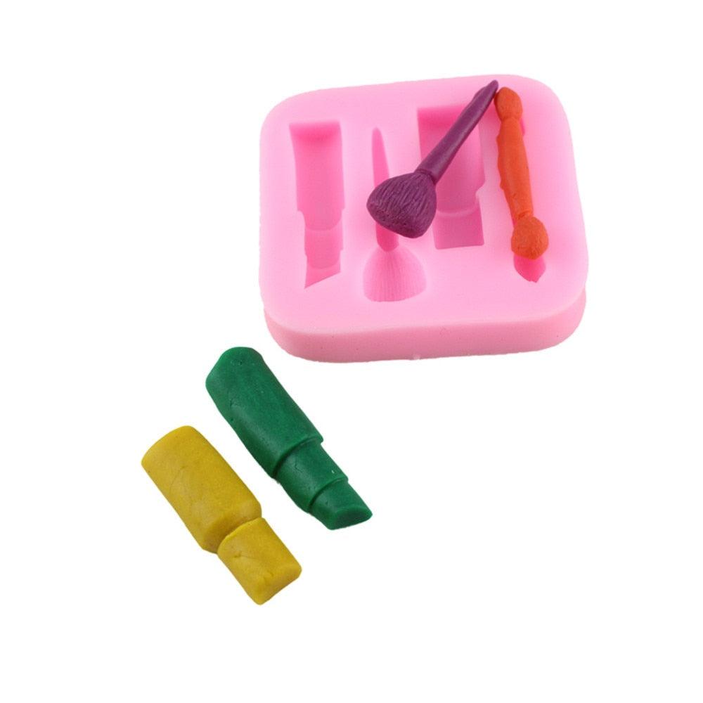 Cake Mold Cosmetic Shape Silicone Chocolate Mold 3D Silicone Pastry Mold Pastry And Bakery Accessories Dessert Tools Bakeware Women Makeup Silicone Mold Cosmetic Lipstick Shape Fondant Mold Stevvex