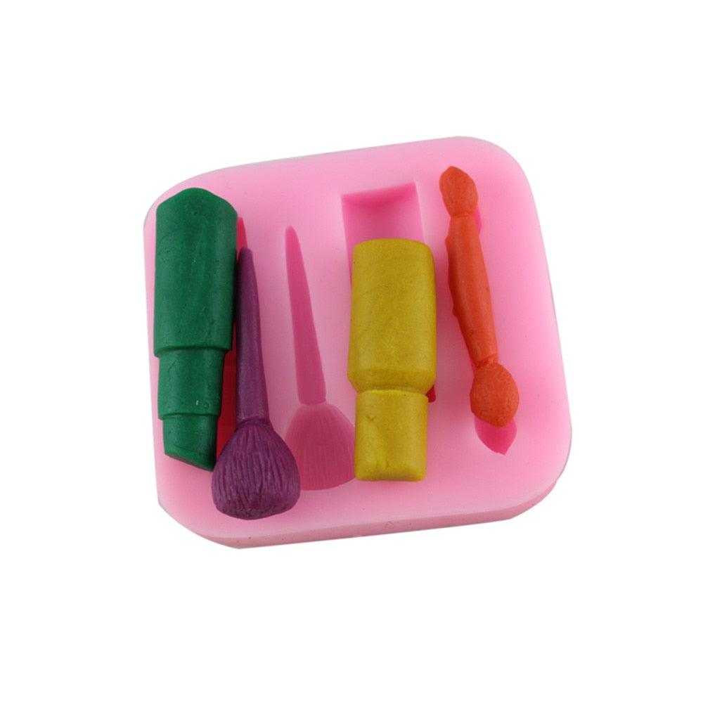 Cake Mold Cosmetic Shape Silicone Chocolate Mold 3D Silicone Pastry Mold Pastry And Bakery Accessories Dessert Tools Bakeware Women Makeup Silicone Mold Cosmetic Lipstick Shape Fondant Mold Stevvex