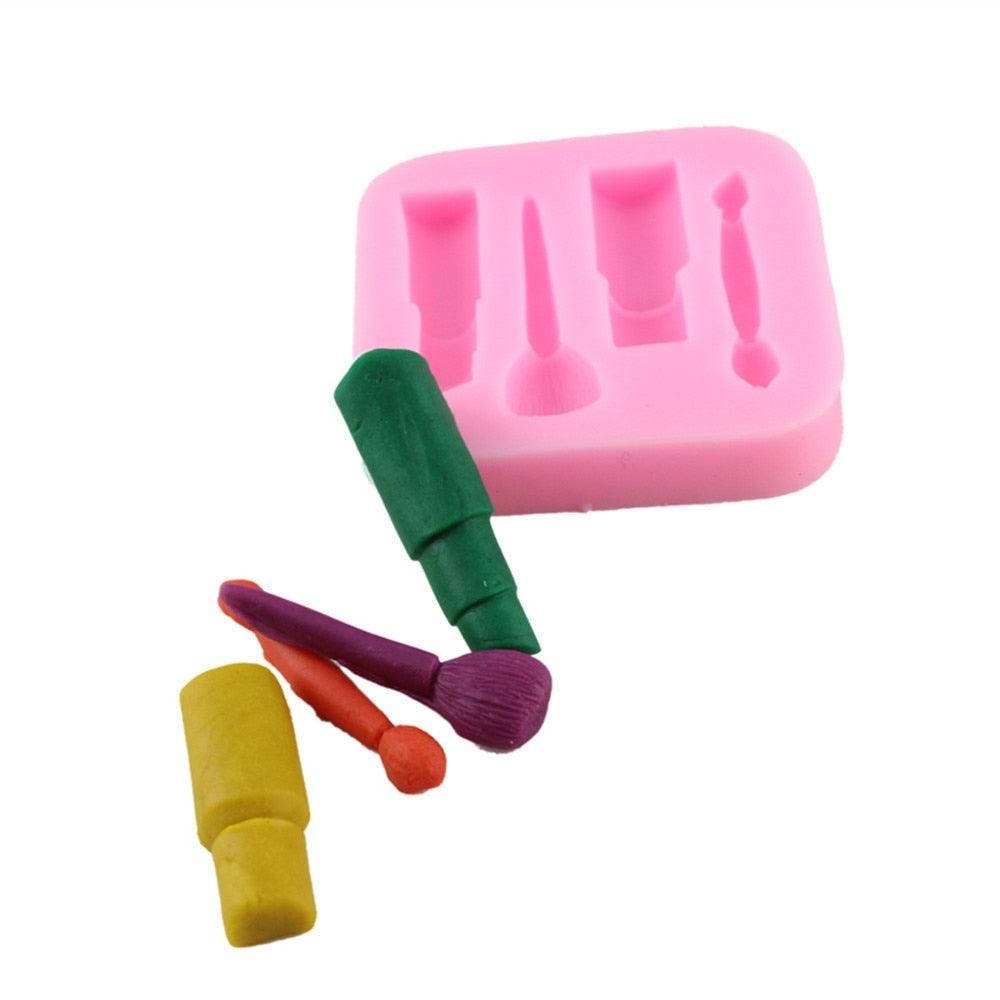 Cake Mold Cosmetic Shape Silicone Chocolate Mold 3D Silicone Pastry Mold Pastry And Bakery Accessories Dessert Tools Bakeware Women Makeup Silicone Mold Cosmetic Lipstick Shape Fondant Mold Stevvex