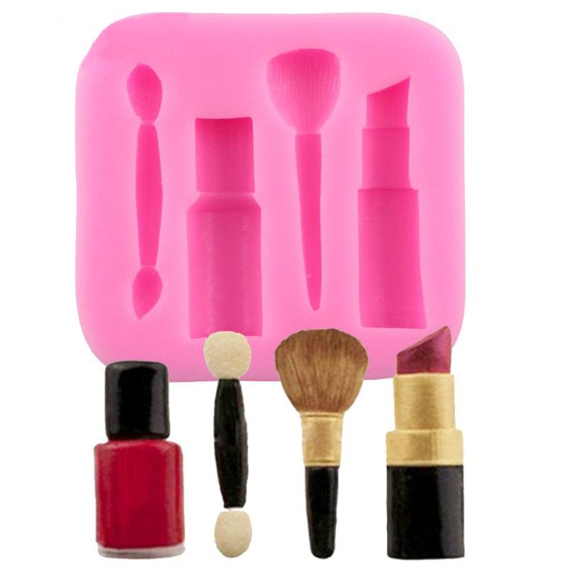 Cake Mold Cosmetic Shape Silicone Chocolate Mold 3D Silicone Pastry Mold Pastry And Bakery Accessories Dessert Tools Bakeware Women Makeup Silicone Mold Cosmetic Lipstick Shape Fondant Mold Stevvex