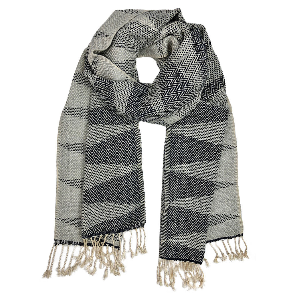 Cambodia Chevron Tapestry Scarf 100% Organic Cotton Handloomed Tassel Fringe BandsCo Straps