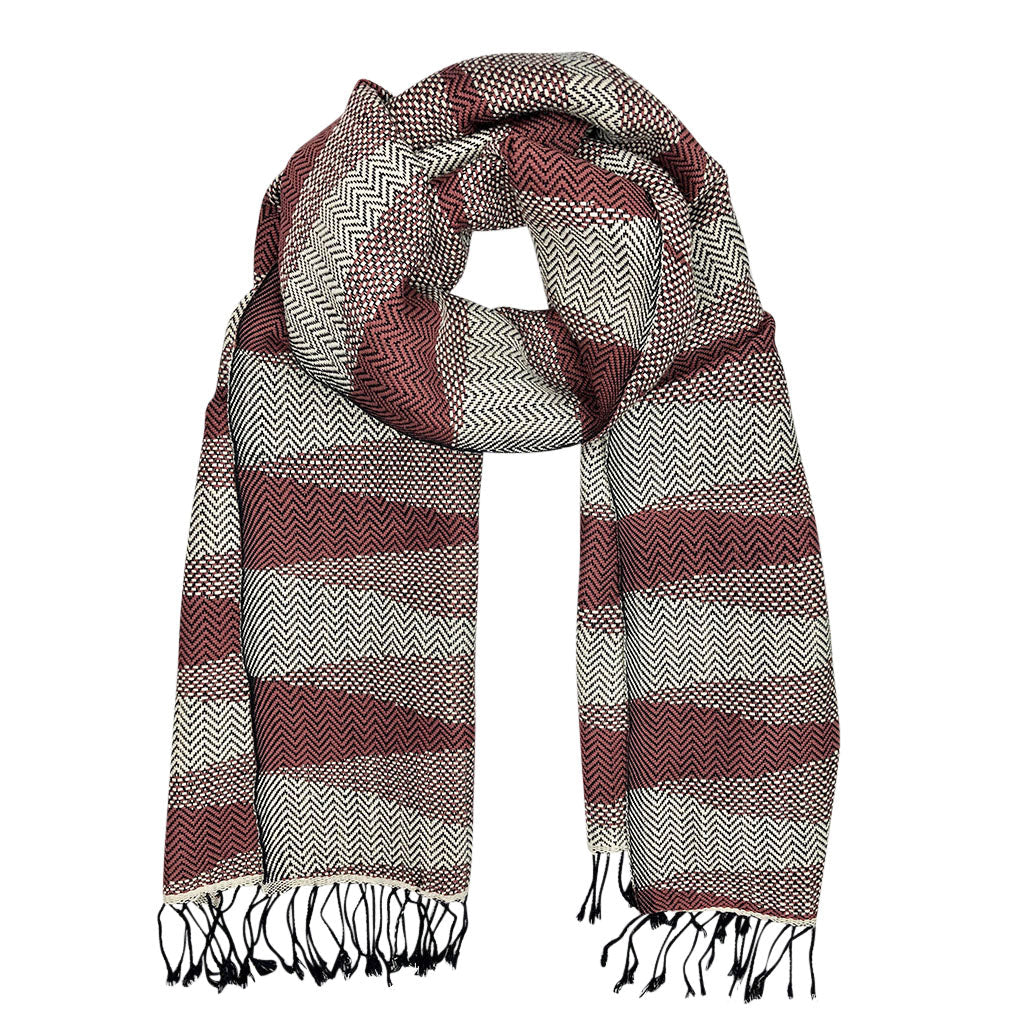 Cambodia Chevron Tapestry Scarf 100% Organic Cotton Handloomed Tassel Fringe BandsCo Straps