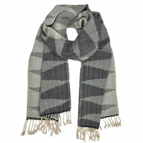 Cambodia Chevron Tapestry Scarf 100% Organic Cotton Handloomed Tassel Fringe BandsCo Straps