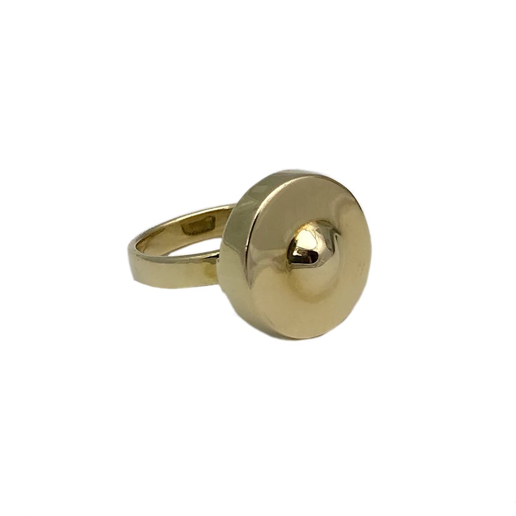 Cambodian Gong Ring Recycled Brass Bombshells Handcast Artisan Statement Ring BandsCo Straps