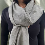 Cambodian Handloom Scarf 100% Organic Cotton Large Travel Wrap Neutral Tones BandsCo Straps