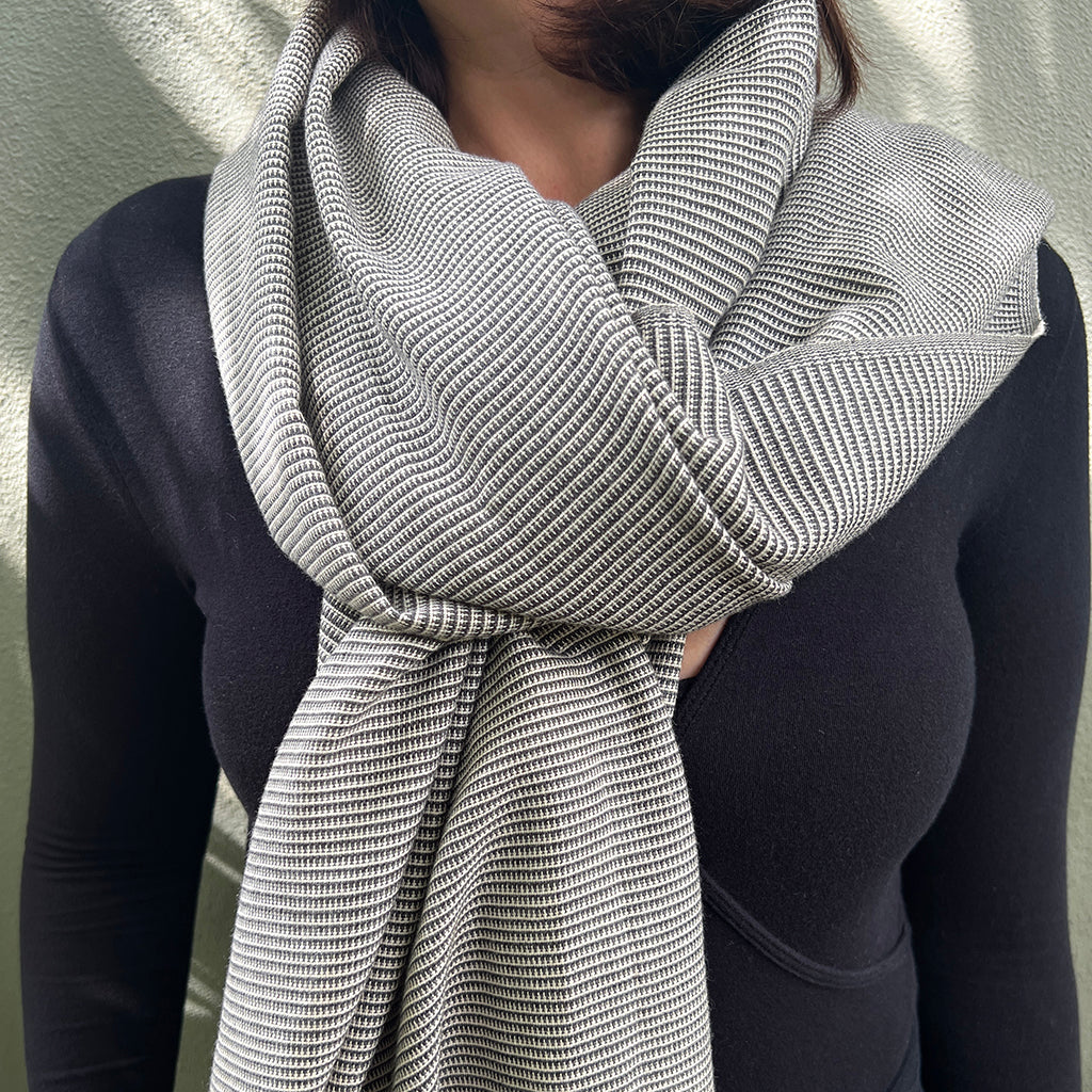 Cambodian Handloom Scarf 100% Organic Cotton Large Travel Wrap Neutral Tones BandsCo Straps