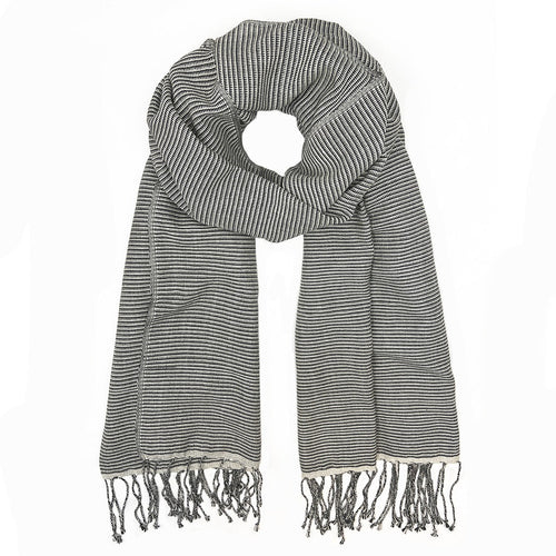 Cambodian Handloom Scarf 100% Organic Cotton Large Travel Wrap Neutral Tones BandsCo Straps