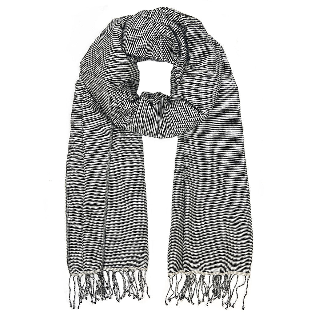Cambodian Handloom Scarf 100% Organic Cotton Large Travel Wrap Neutral Tones BandsCo Straps