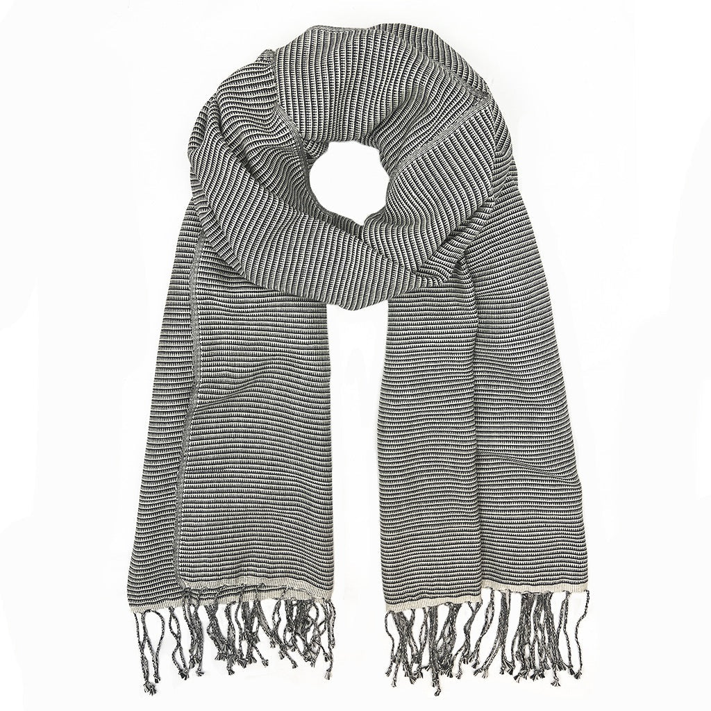 Cambodian Handloom Scarf 100% Organic Cotton Large Travel Wrap Neutral Tones BandsCo Straps