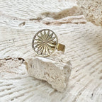 Cambodian Sunshine Ring Recycled Bombshell Brass Minimalist Peaceful Gold BandsCo Straps