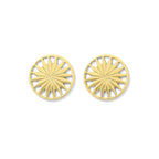 Cambodian Sunshine Stud Earrings Recycled Bombshell Brass Minimalist Sun Studs BandsCo Straps