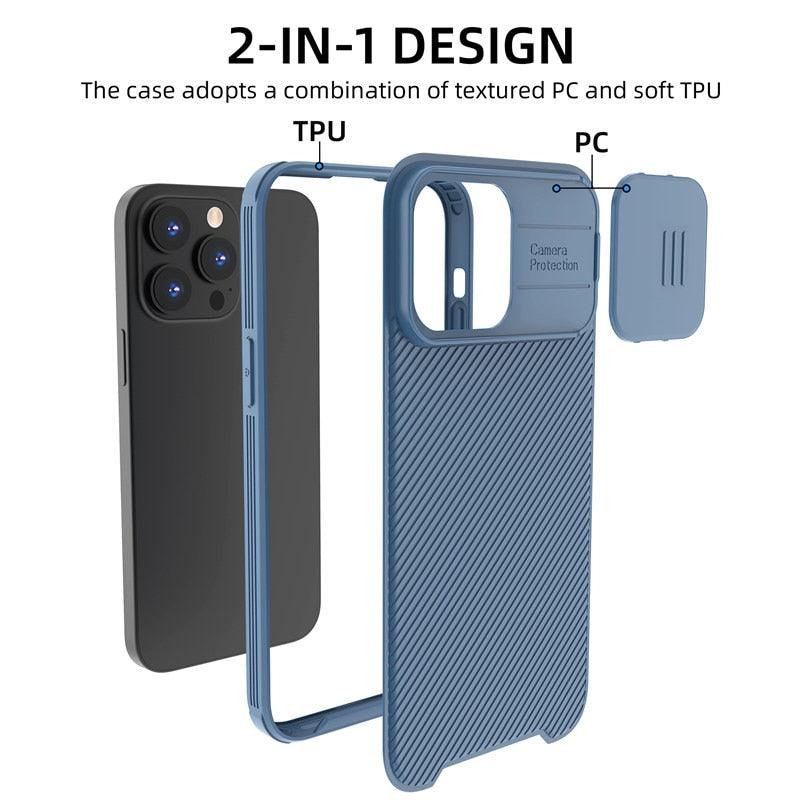 Camera Case Wireless Charging  with Sliding Lens Cover Slim Magnetic Case For iPhone 13Pro Slide Lens Protection Magnetic Wireless Charging Phone Case For iPhone 13 12 Pro Max 13 Shockproof iphone Cover Stevvex
