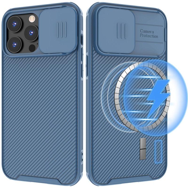 Camera Case Wireless Charging  with Sliding Lens Cover Slim Magnetic Case For iPhone 13Pro Slide Lens Protection Magnetic Wireless Charging Phone Case For iPhone 13 12 Pro Max 13 Shockproof iphone Cover Stevvex