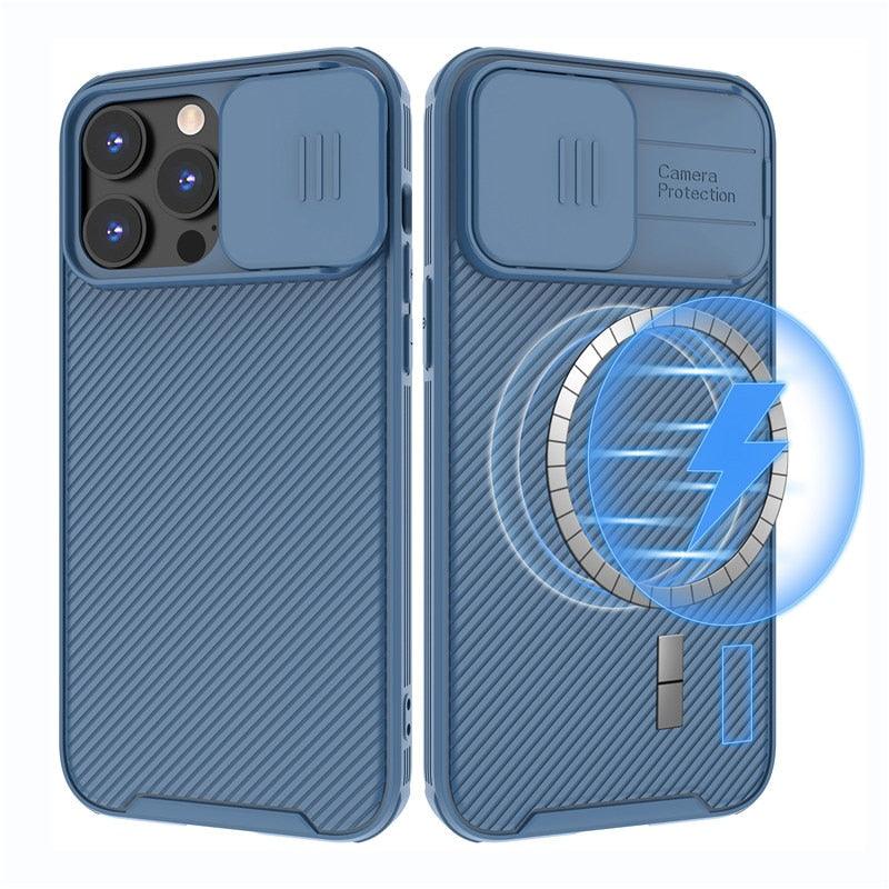 Camera Case Wireless Charging  with Sliding Lens Cover Slim Magnetic Case For iPhone 13Pro Slide Lens Protection Magnetic Wireless Charging Phone Case For iPhone 13 12 Pro Max 13 Shockproof iphone Cover Stevvex
