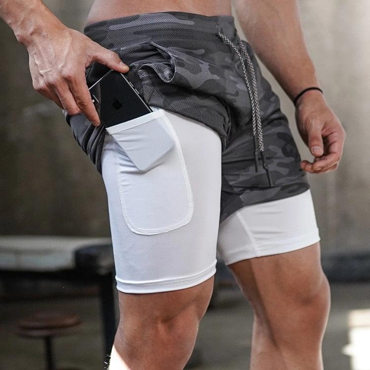 Camo Running Shorts Men Gym Sports Shorts 2 In 1 Quick Dry Workout Training Gym Fitness Jogging Short Pants Summer Men Shorts  Men's Running Gym Shorts Breathable with Pockets Quick Dry Sportswear Stevvex