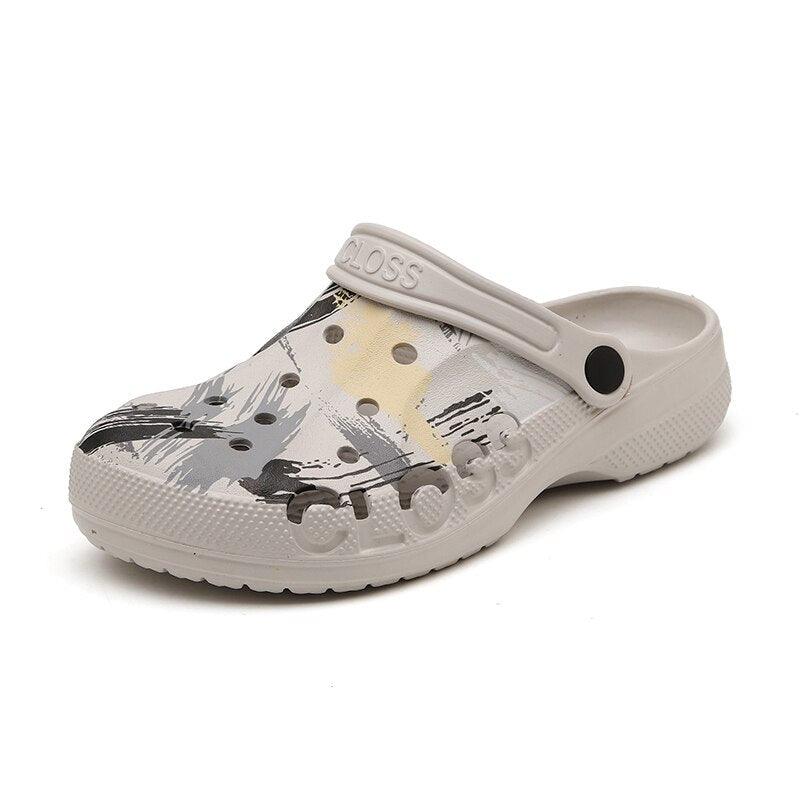 Camouflage Couple Style Men's Summer Hole Shoes Rubber Clogs Garden Shoes Flat Man Non-Slip Outdoor Indoor Slippers Lightweight Hiking Summer Walking Water Beach Shoes Stevvex